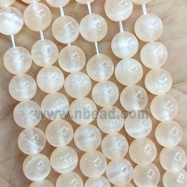 Naural Selenite Beads Lt.yellow Dye Smooth Round