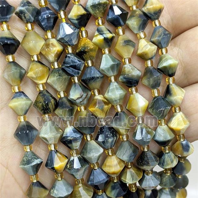 Fancy Tiger Eye Stone Bicone Beads