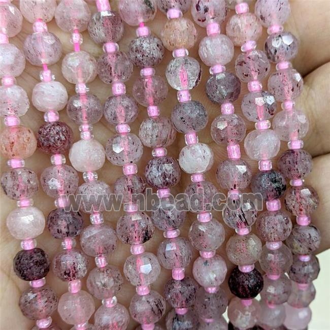 Natural Strawberry Quartz Beads Pink Faceted Rondelle