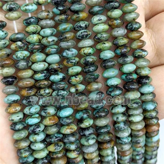 Natural Green African Turquoise Beads Smooth Rondelle