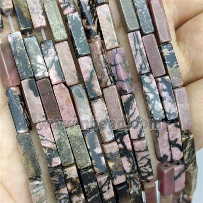 Natural Chinese Rhodonite Beads Cuboid Pink