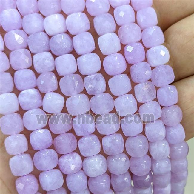 Natural Jade Cube Beads Lavender Dye