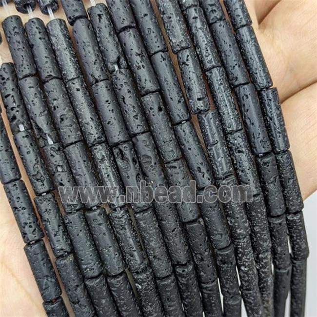 Natural Lava Tube Beads Black