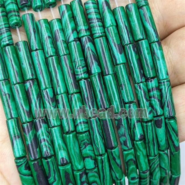 Synthetic Malachite Tube Beads Green