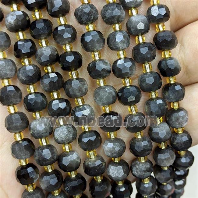 Natural Silver Obsidian Beads Faceted Rondelle