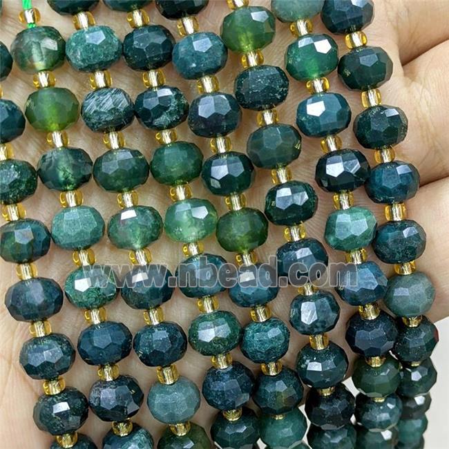 Natural Green Moss Agate Beads Faceted Rondelle