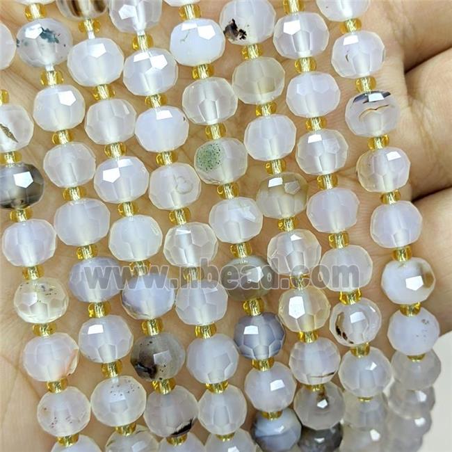 Natural Heihua Agate Beads Faceted Rondelle