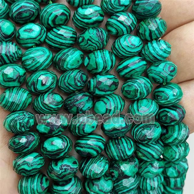 Green Synthetic Malachite Beads Faceted Rondelle