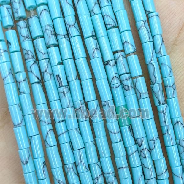 Synthetic Turquoise Tube Beads Blue