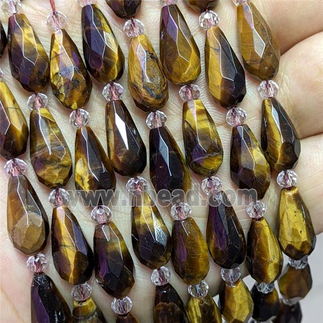 Natural Tiger Eye Stone Beads Faceted Teardrop