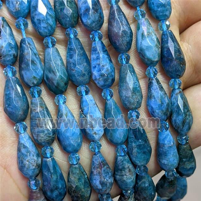 Natural Blue Apatite Beads Faceted Teardrop