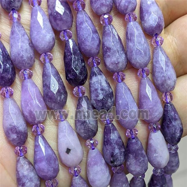 Natural Lilac Jasper Beads Faceted Teardrop