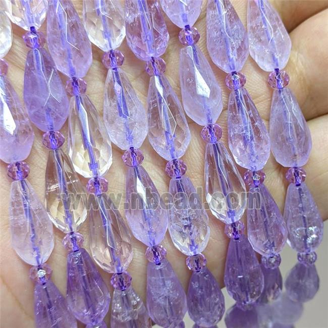 Natural Amethyst Beads Faceted Teardrop Lt.purple