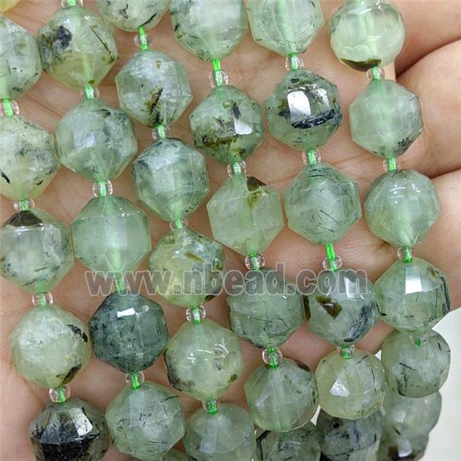 Natural Green Prehnite Bullet Beads