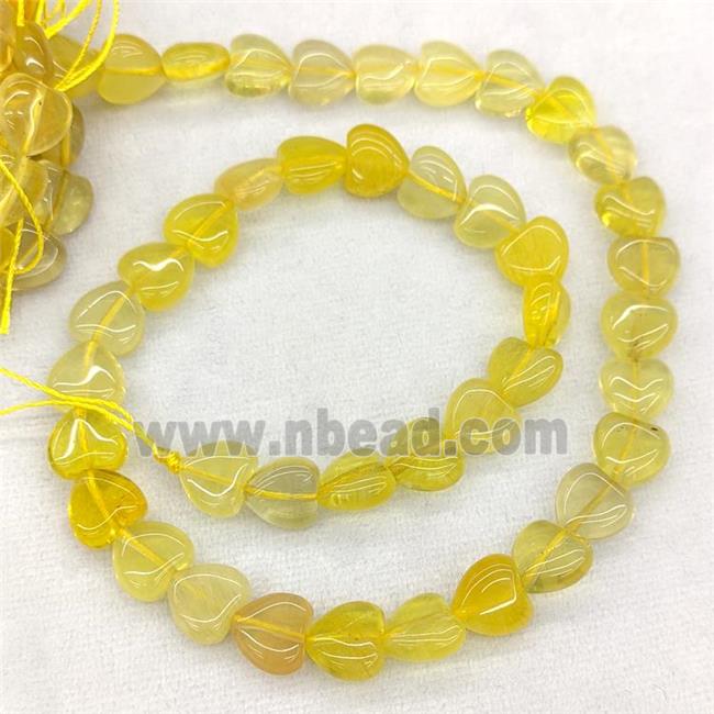 Natural Lemon Quartz Heart Beads Yellow