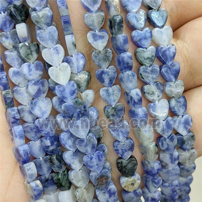 Natural Blue Dalmatian Jasper Heart Beads