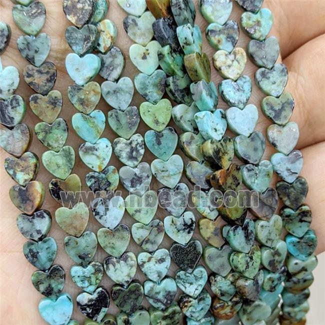 Natural African Turquoise Heart Beads Green