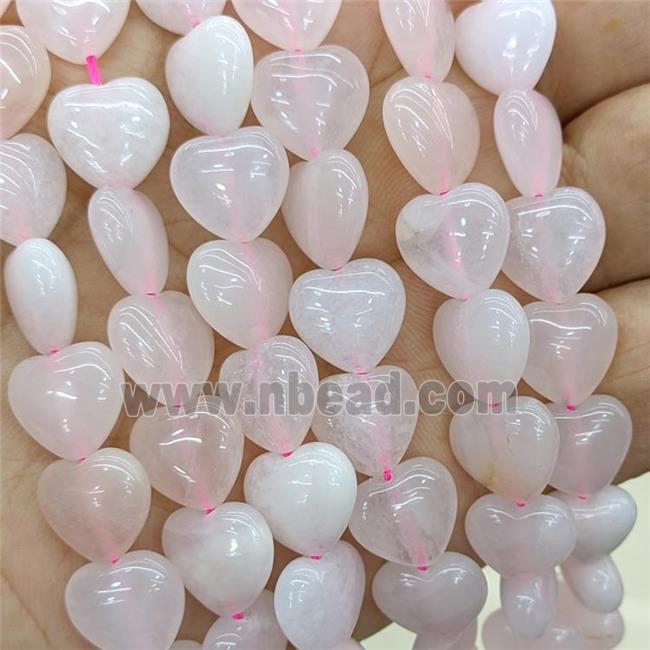 Natural Pink Rose Quartz Heart Beads