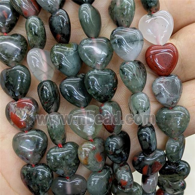 Natural African Bloodstone Heart Beads