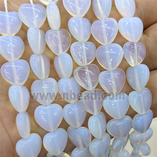 White Opalite Heart Beads