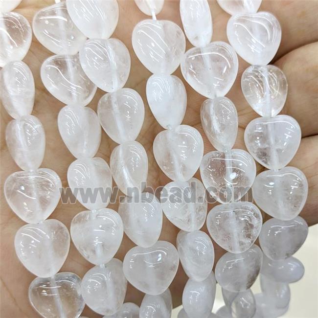 Natural Clear Angola Quartz Heart Beads