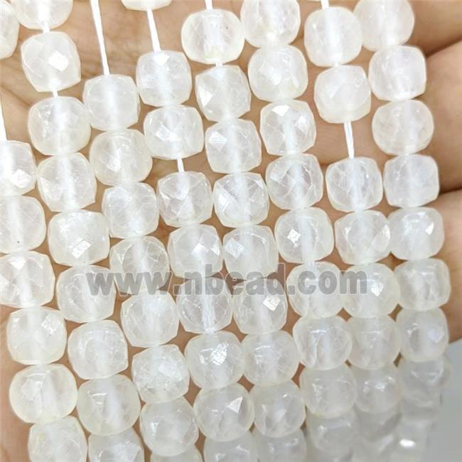 White Jade Beads Dye Faceted Cube