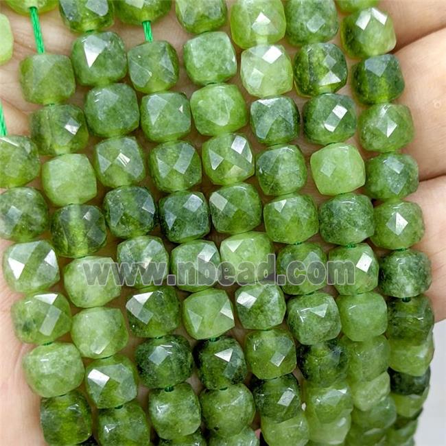 Green Jade Beads Dye Faceted Cube