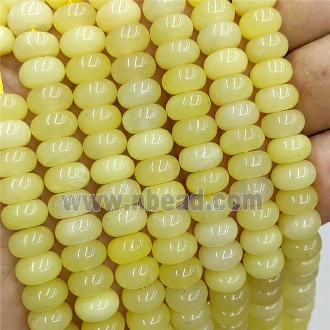 Yellow Dye Jade Beads Smooth Rondelle