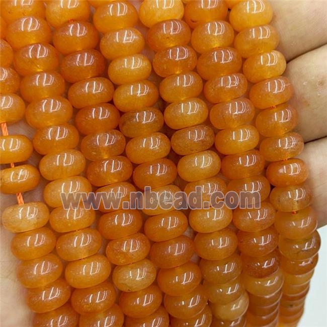 Jade Beads Smooth Rondelle Orange Dye