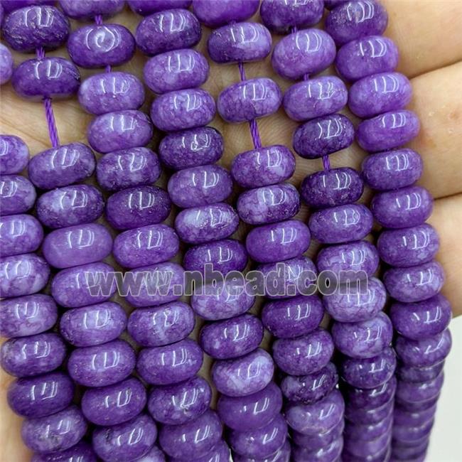 Jade Beads Smooth Rondelle Purple Dye