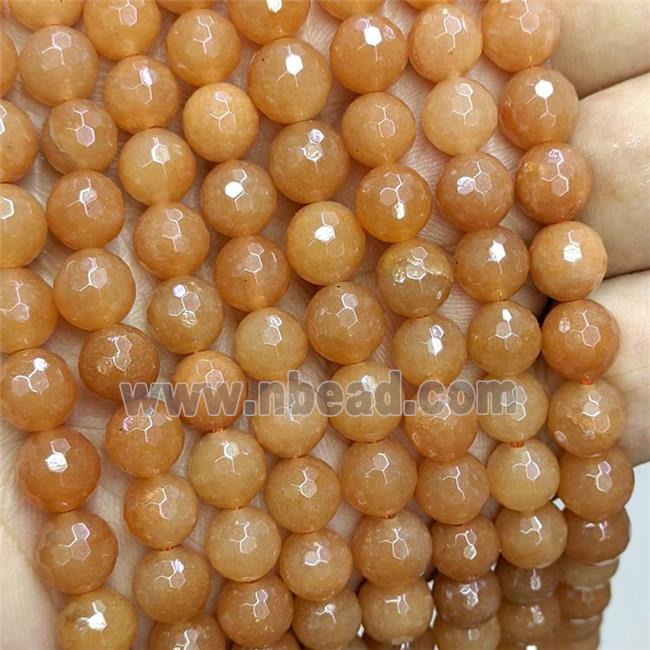 Red Aventurine Beads Faceted Round