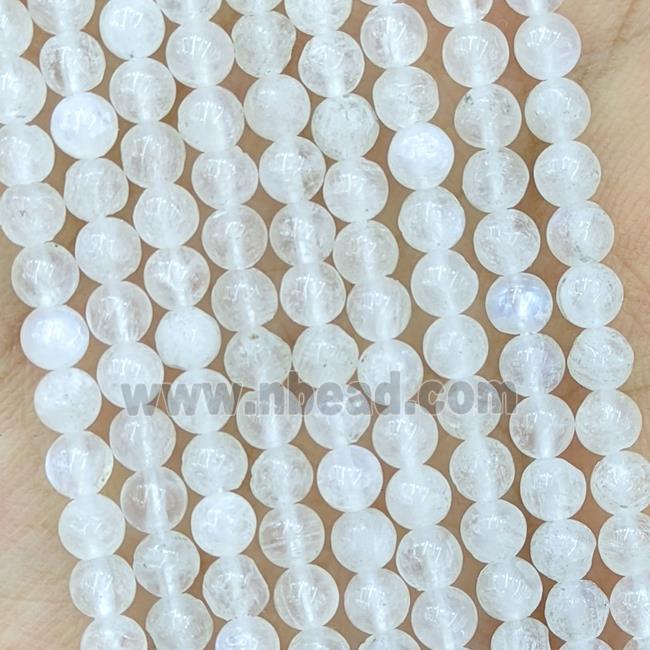 Natural White Moonstone Beads Blue Flash Smooth Round