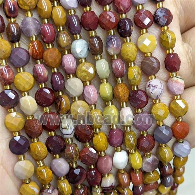 Natural Mookaite Beads Multicolor Faceted Coin