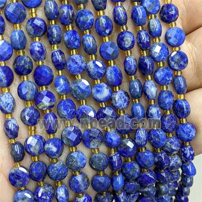 Natural Blue Lapis Lazuli Beads Faceted Coin