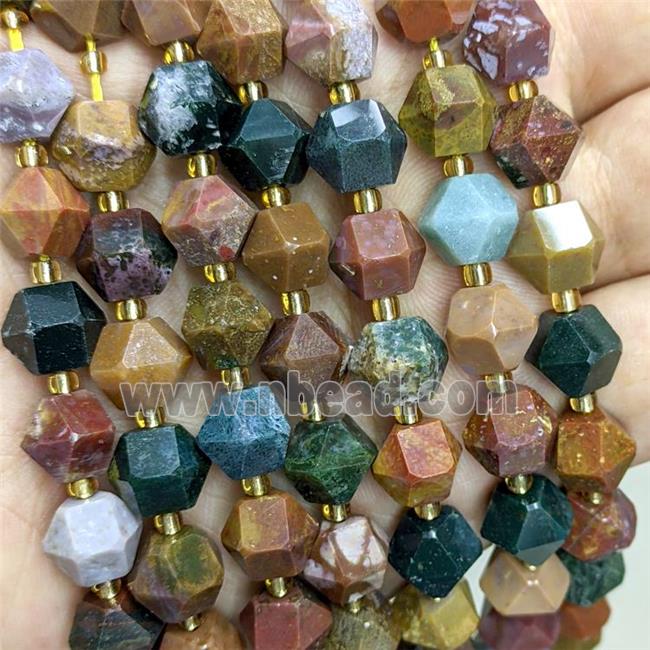 Natural Ocean Agate Beads Multicolor Cut Bicone