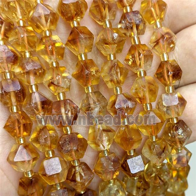 Natural Golden Citrine Beads Dye Cut Bicone