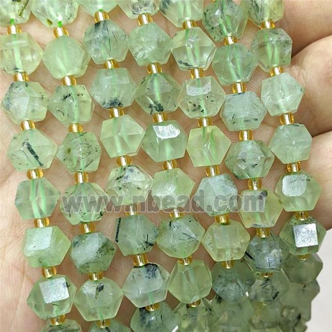 Natural Green Prehnite Beads Cut Bicone