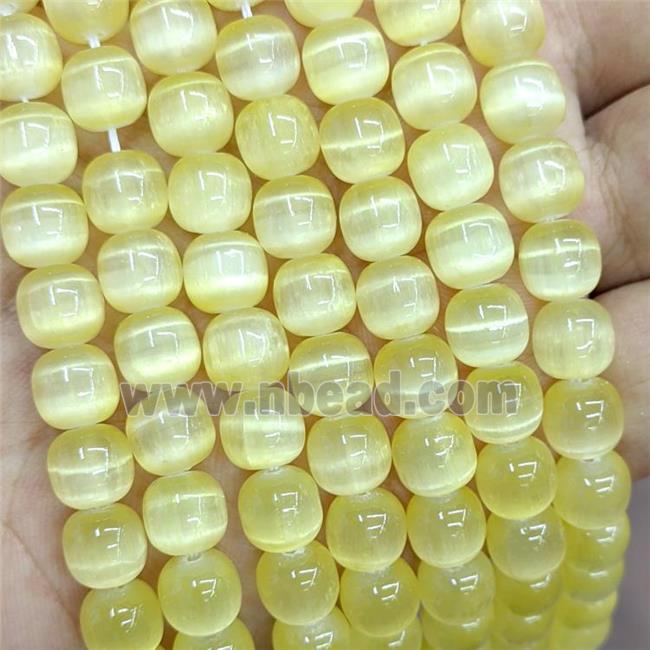 Natural Selenite Barrel Beads Yellow Dye