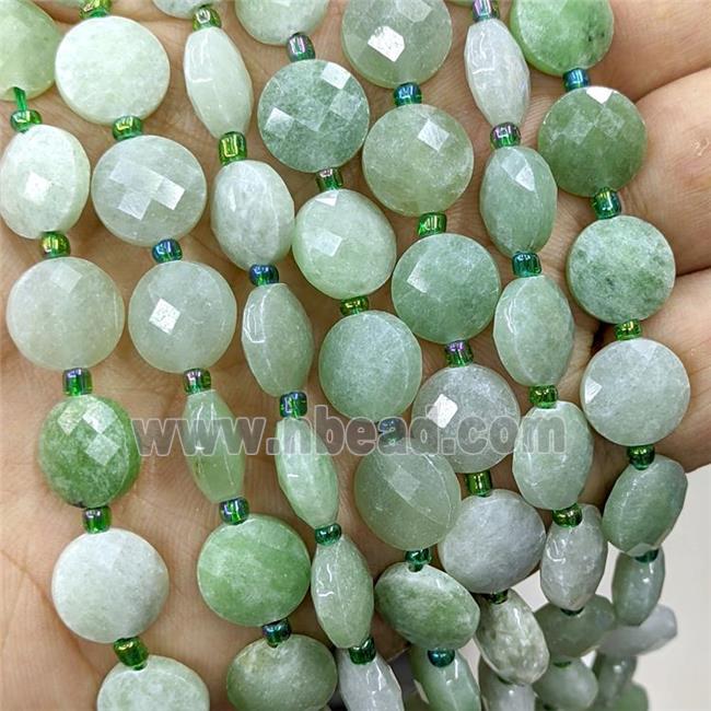 Natural Green Aventurine Beads Faceted Coin