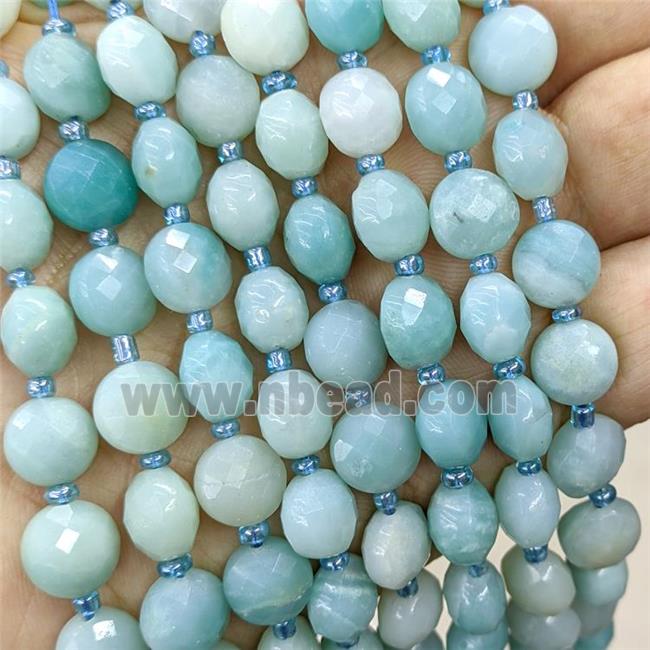 Natural Blue Amazonite Beads Faceted Coin