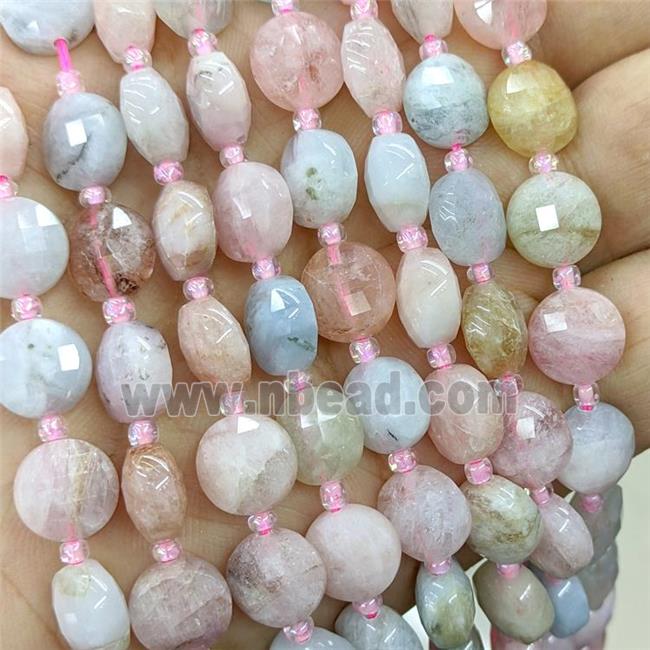 Natural Morganite Beads Multicolor Faceted Coin