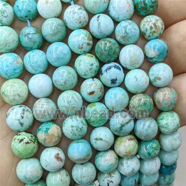 Natural Peru Turquoise Beads Green Smooth Round