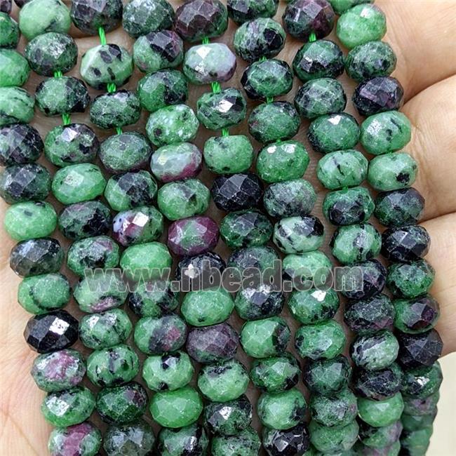 Natural Ruby In Zoisite Beads Green Faceted Rondelle