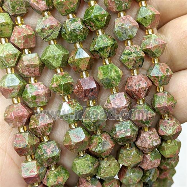 Natural Unakite Beads Cut Bicone