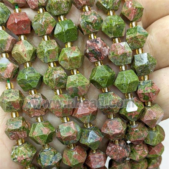 Natural Unakite Beads Green Cut Bicone