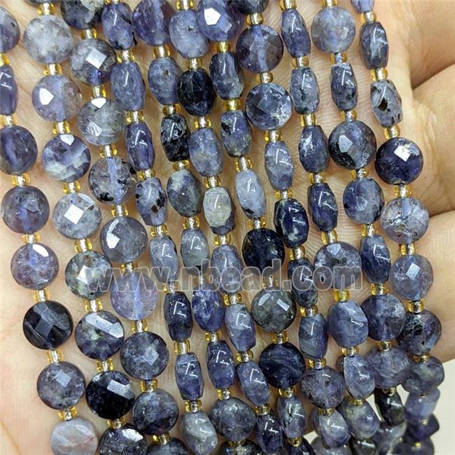 Natural Iolite Beads Blue Faceted Coin