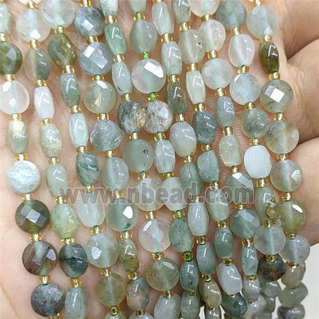 Green Chlorite Quartz Beads Faceted Coin