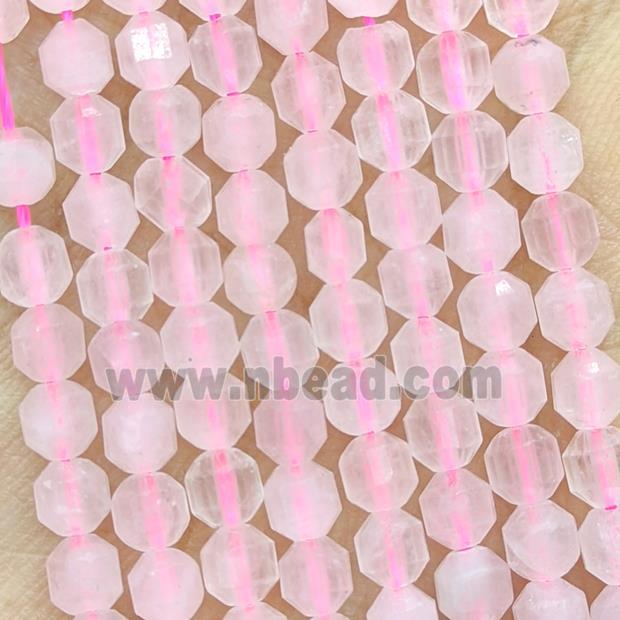 Natural Pink Rose Quartz Prism Beads