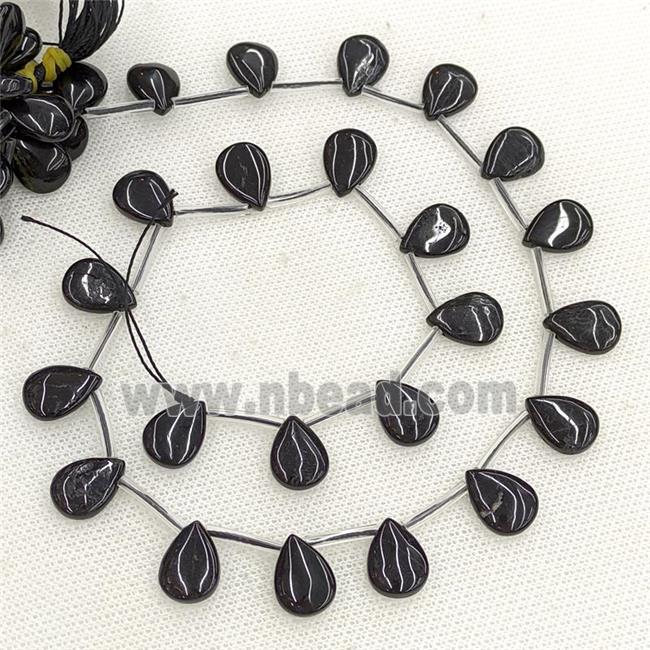 Natural Black Tourmaline Beads Teardrop Topdrilled