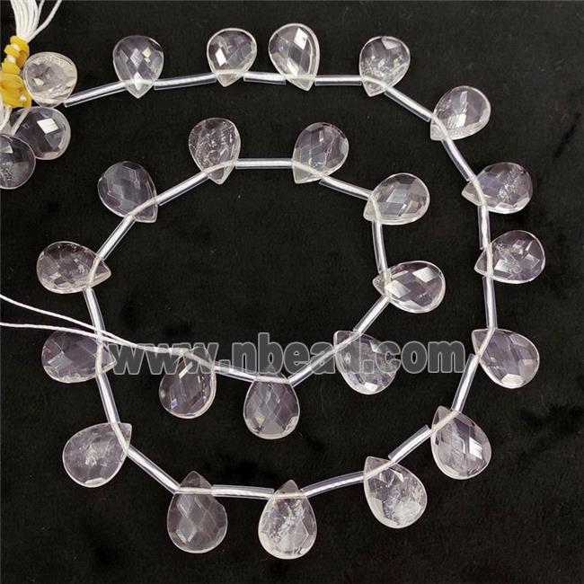 Natural Clear Quartz Beads Faceted Teardrop Topdrilled